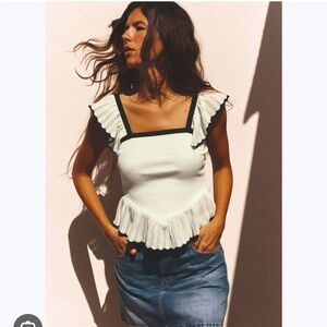 CONTRAST RUFFLE TOP